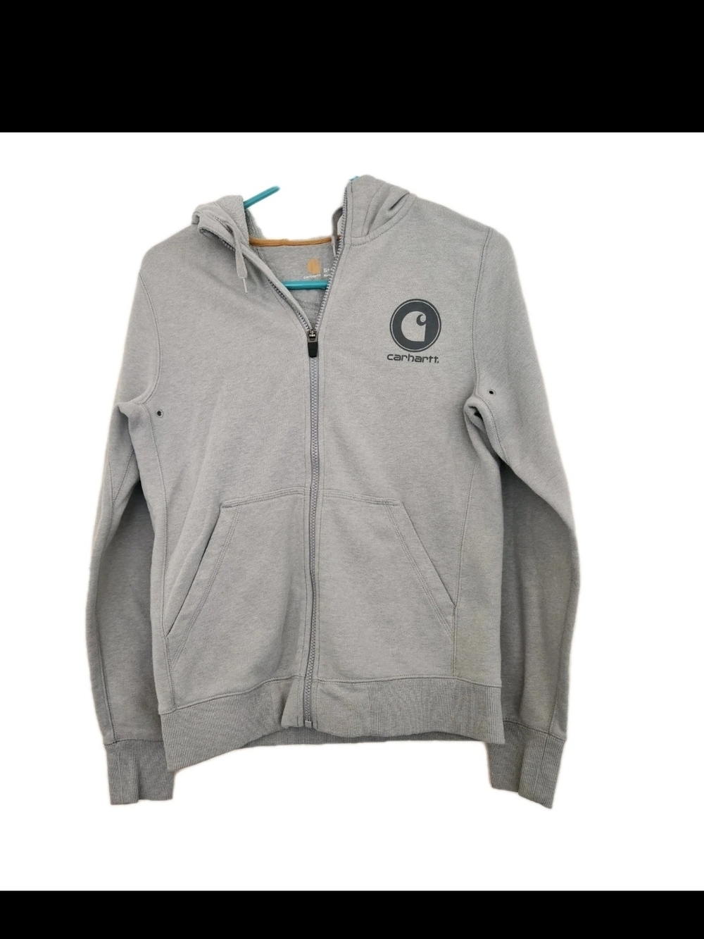 Carhartt Women's Force Delmont Full Zip Hoodie Size S (4-6) Gray Graphic Logo